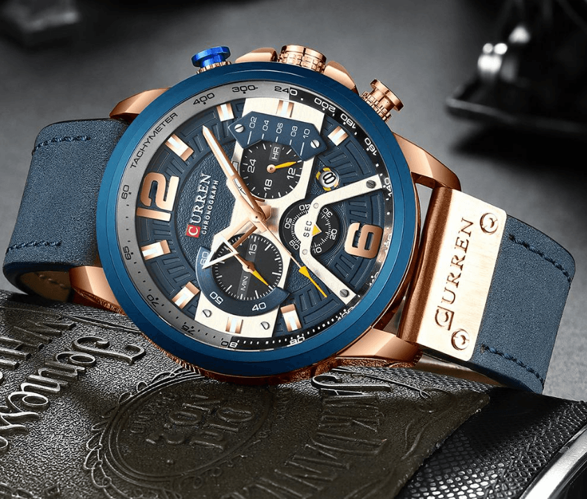 Men’s Oversized Leather Strap Quartz Watch - ST1CU3900MKT10