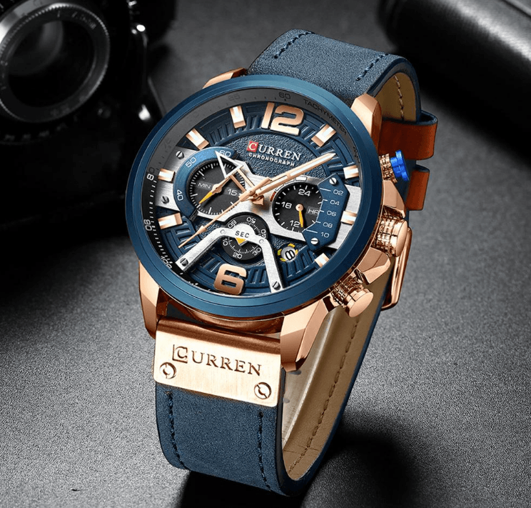 Men’s Oversized Leather Strap Quartz Watch - ST1CU3900MKT10