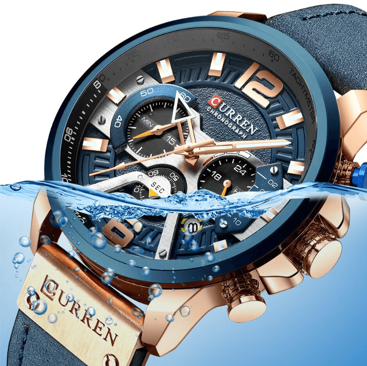 Men’s Oversized Leather Strap Quartz Watch - ST1CU3900MKT10