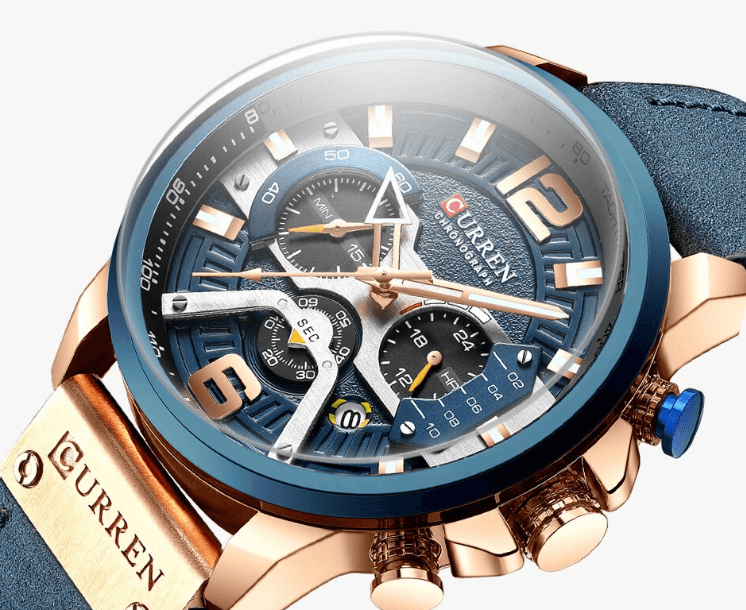 Men’s Oversized Leather Strap Quartz Watch - ST1CU3900MKT10