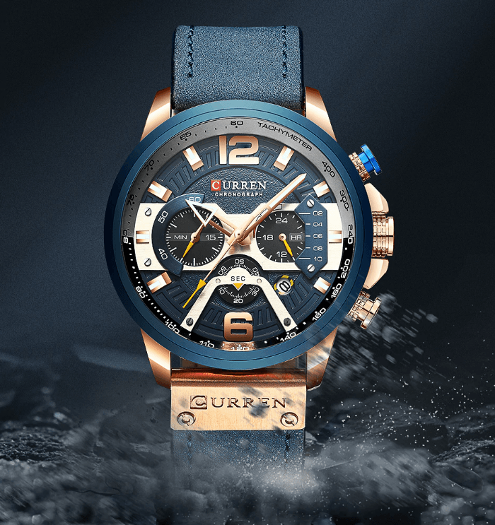 Men’s Oversized Leather Strap Quartz Watch - ST1CU3900MKT10