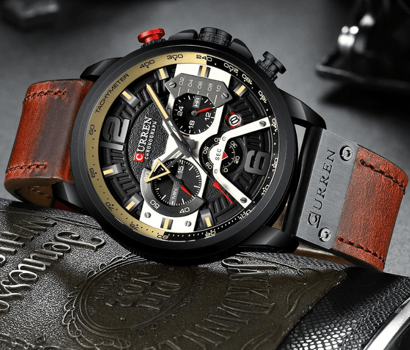 Men’s Oversized Leather Strap Quartz Watch - ST1CU3900MKT10