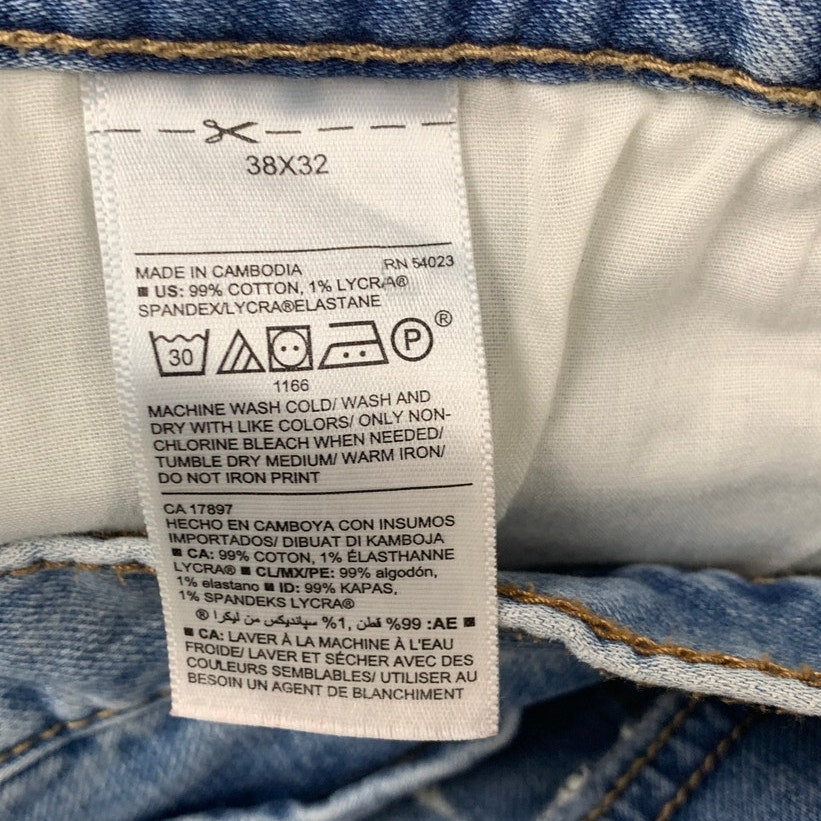 Old Navy Mens Size 38X32 Blue Cotton Blend Slim Factory Distressed Denim Jeans