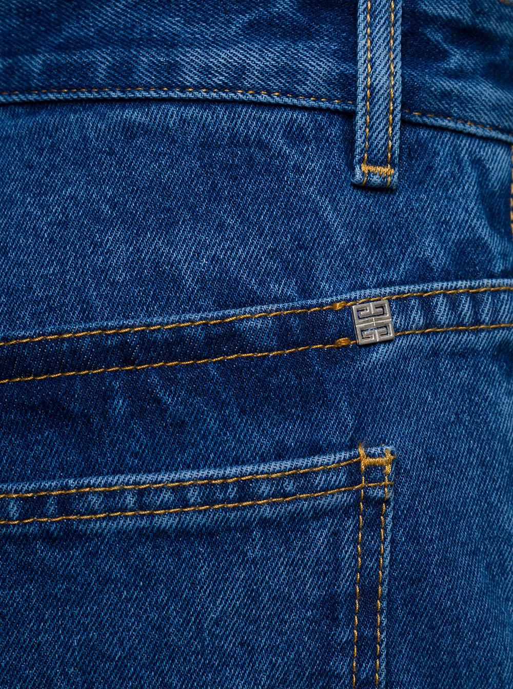 Givenchy Men Blue Jeans With Zip And Rips Details In Cotton Denim Man