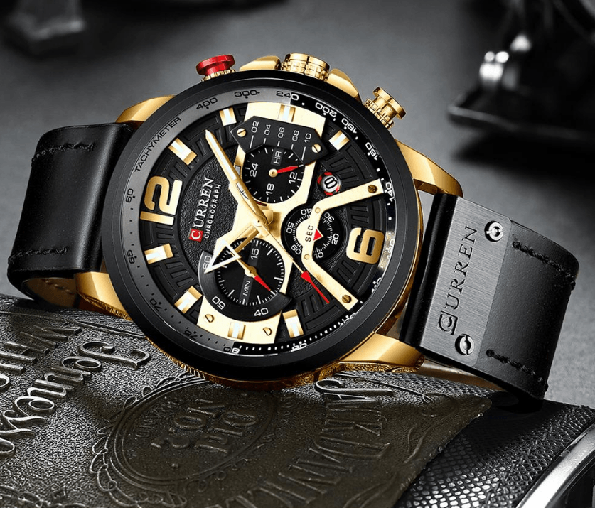 Men’s Oversized Leather Strap Quartz Watch - ST1CU3900MKT10