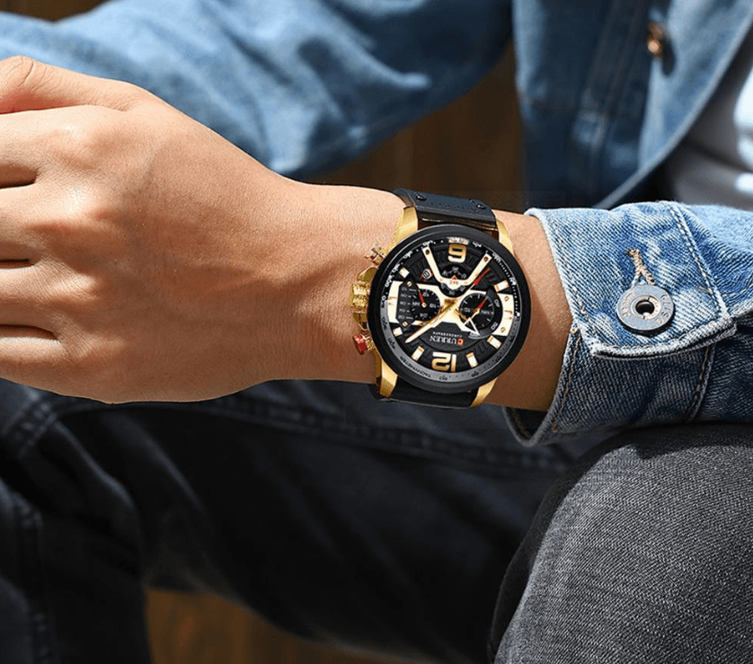 Men’s Oversized Leather Strap Quartz Watch - ST1CU3900MKT10
