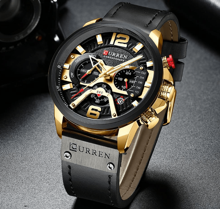 Men’s Oversized Leather Strap Quartz Watch - ST1CU3900MKT10