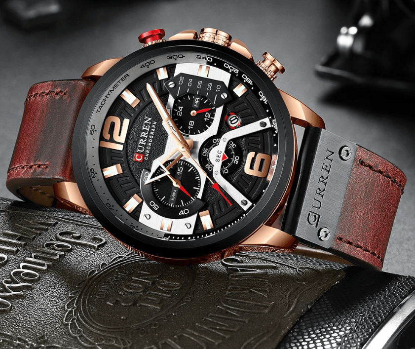 Men’s Oversized Leather Strap Quartz Watch - ST1CU3900MKT10