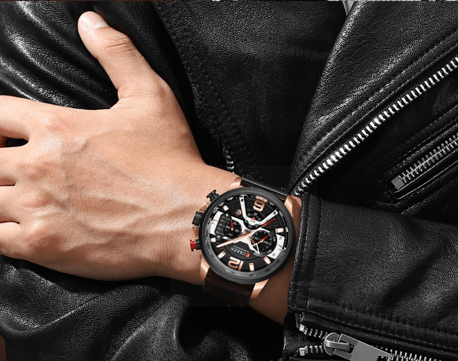 Men’s Oversized Leather Strap Quartz Watch - ST1CU3900MKT10