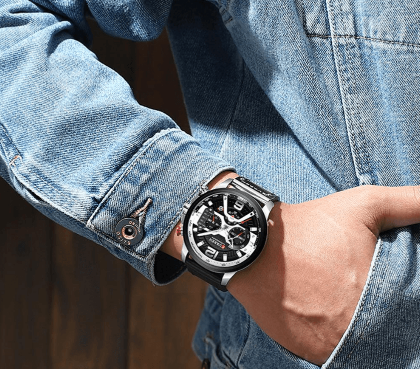 Men’s Oversized Leather Strap Quartz Watch - ST1CU3900MKT10