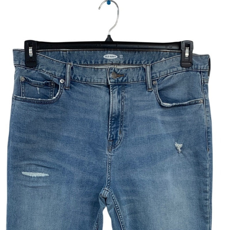 Old Navy Mens Size 38X32 Blue Cotton Blend Slim Factory Distressed Denim Jeans
