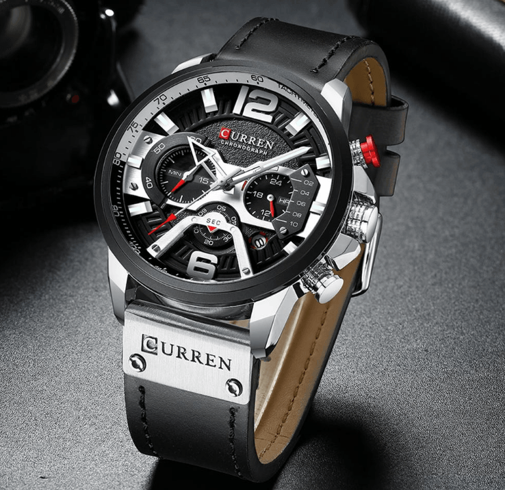 Men’s Oversized Leather Strap Quartz Watch - ST1CU3900MKT10