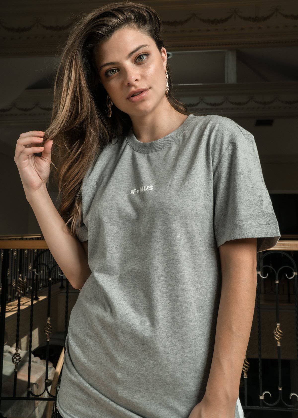 Men's Side Seam Tape Short Sleeve Tee in Heather Grey - Konus Brand