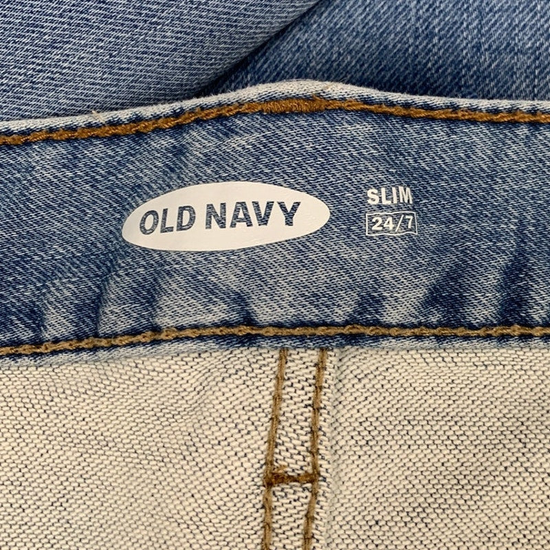 Old Navy Mens Size 38X32 Blue Cotton Blend Slim Factory Distressed Denim Jeans