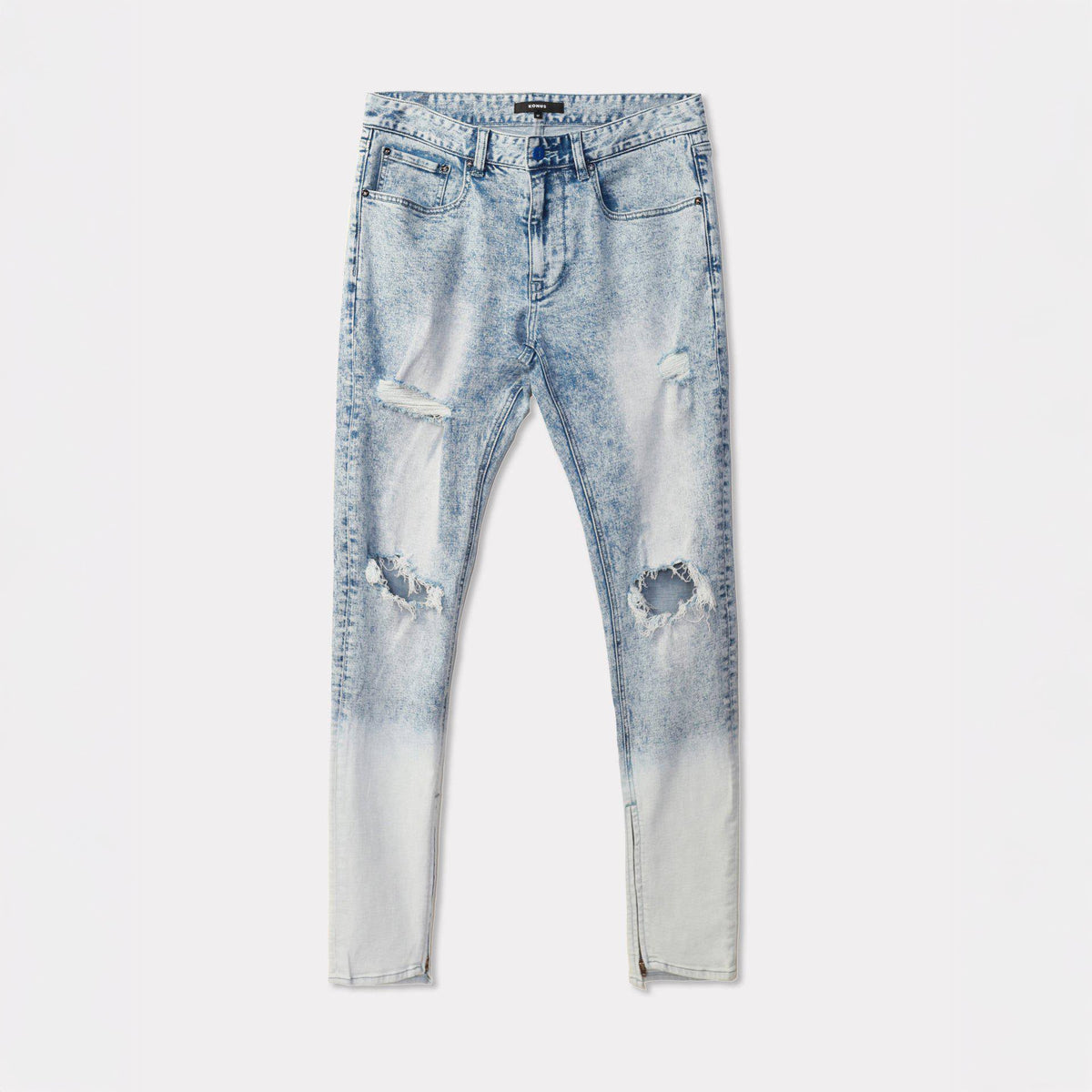 Men's Acid Washed Slim Tapered Jean in Blue - Konus Brand