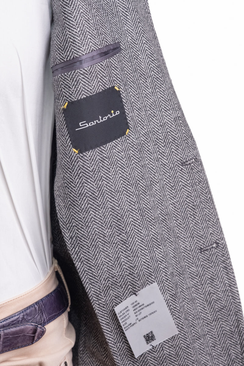 Sartorio Herringbone Virgin Wool-Silk-Cotton Sport Jacket