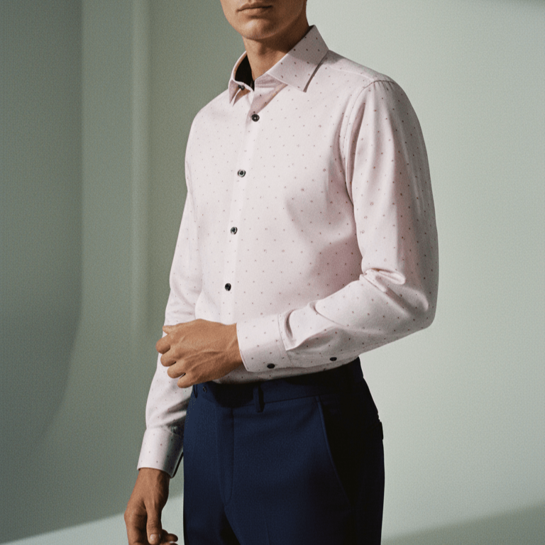 George Button-Up Shirt With Contrast Details // Pink // Contemporary Fit (Regular) - final sale