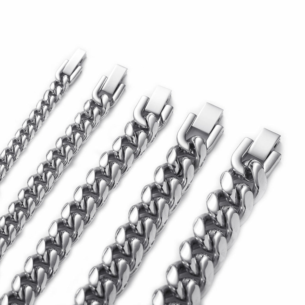 Men's Trendy Titanium Steel Cuban Link Chain Stainless Jewelry Buckle Necklaces