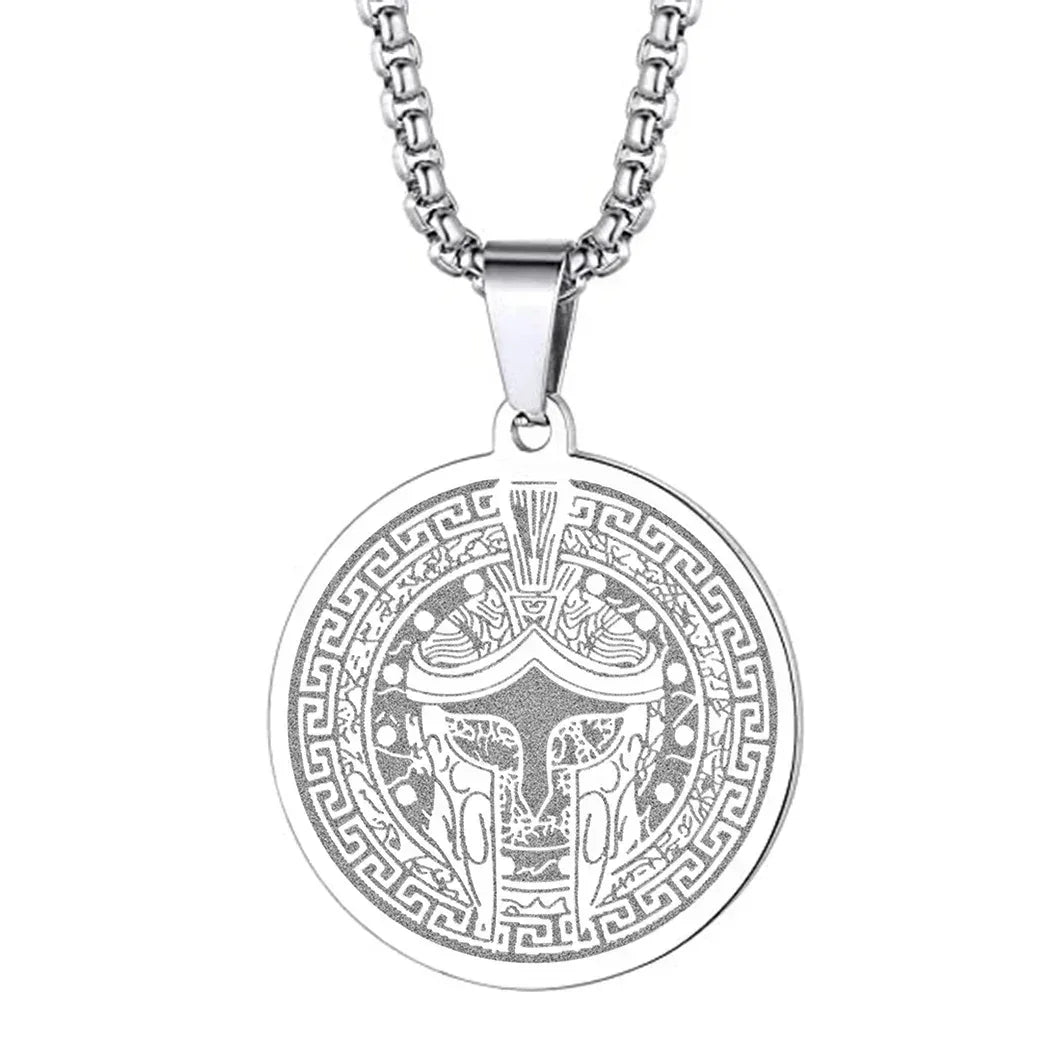 Mens Ancient Greek God Spartan Warrior Pendant Gladiator Necklace Women Mythology Spartan Helmet Charm Neck Chain Amulet Jewelry
