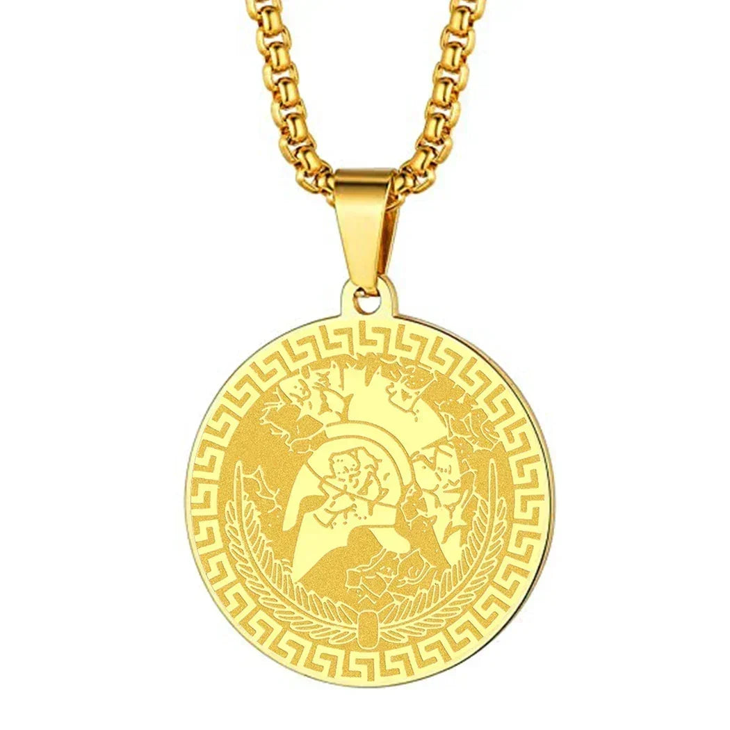 Mens Ancient Greek God Spartan Warrior Pendant Gladiator Necklace Women Mythology Spartan Helmet Charm Neck Chain Amulet Jewelry