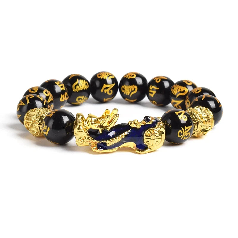 Pi Xiu Tiger Eye Stone Beads Bracelet Feng Shui Yellow Power Stone Women Men Elastic Jewelry Gold Color Pixiu Good Luck Bracelet