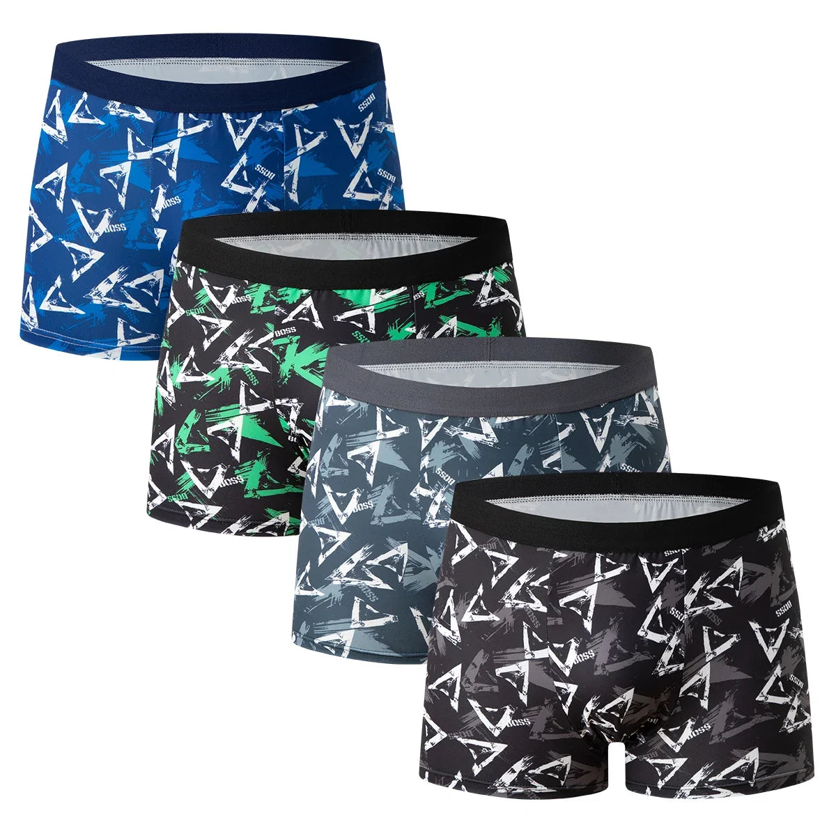 4-piece Set Of Men's Multi-color Combination Underwear Comfortable Elastic Waist Flat Angle Pants Plus Size Sports Base Shorts