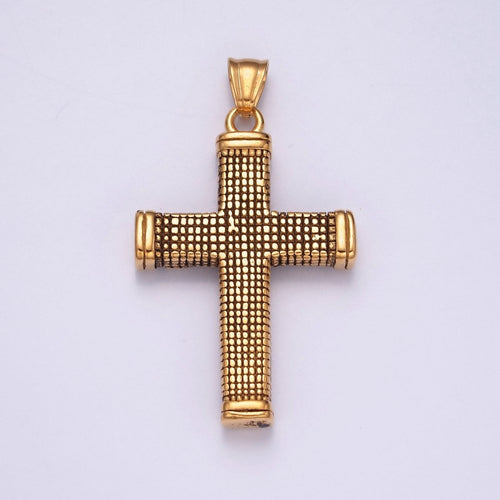 Antique Gold Men Cross Necklace Pendant Christian Jewelry - Rustic Silver Cross Pendant Stainless Steel X-632