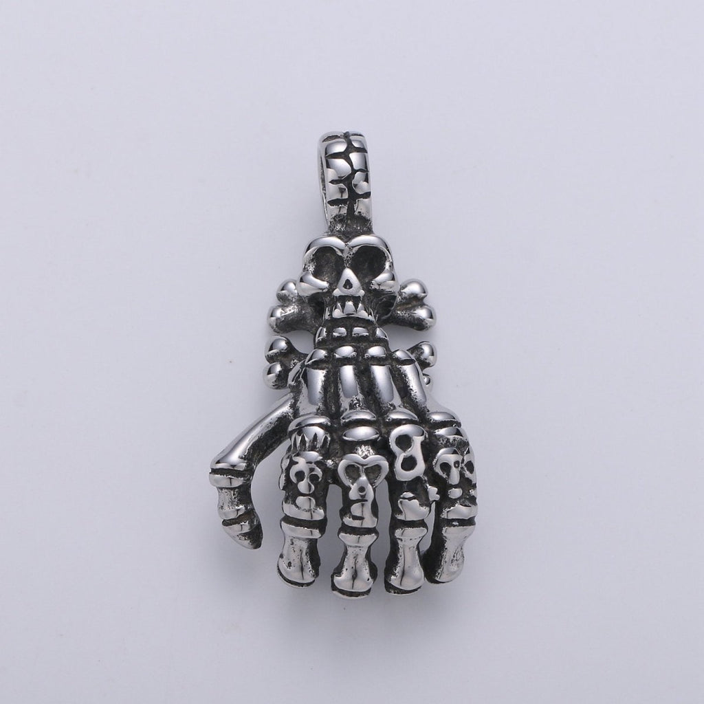 Gold Skeleton Hand Charm Zombie Hand Charm Silver Halloween Charm Tibetan Silver Charms For Men Jewelry Making in Stailness Steel Finding J-793, J-795