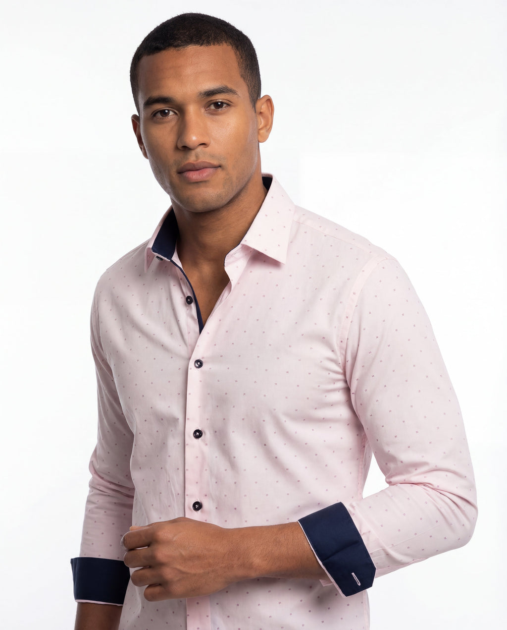 George Button-Up Shirt With Contrast Details // Pink // Contemporary Fit (Regular) - final sale