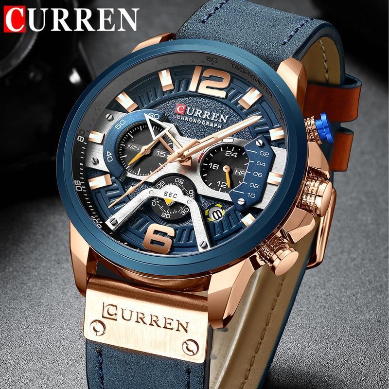 Men’s Oversized Leather Strap Quartz Watch - ST1CU3900MKT10