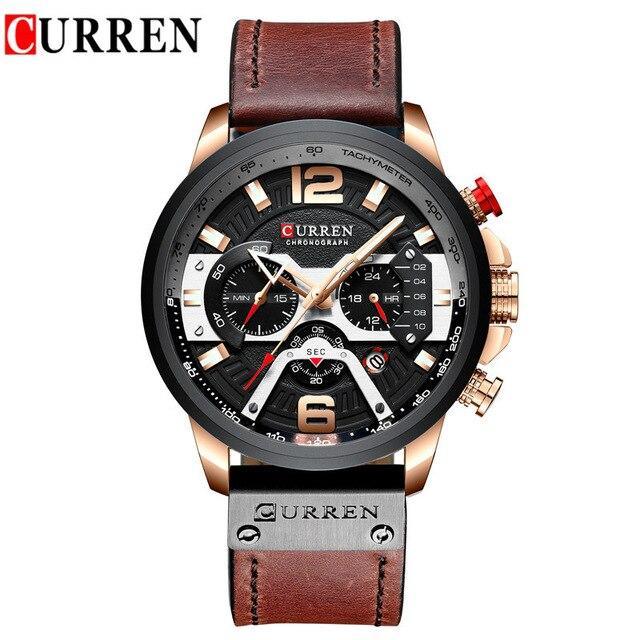 Men’s Oversized Leather Strap Quartz Watch - ST1CU3900MKT10