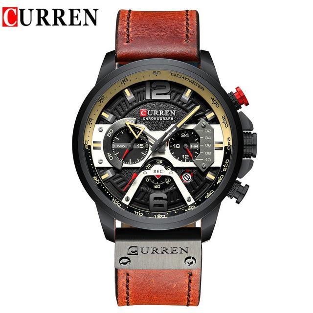 Men’s Oversized Leather Strap Quartz Watch - ST1CU3900MKT10