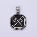 Stainless Steel 28.5mm Double Axe Weapon Hammered Dotted Hexagonal Pendant Men jewelry | P-843