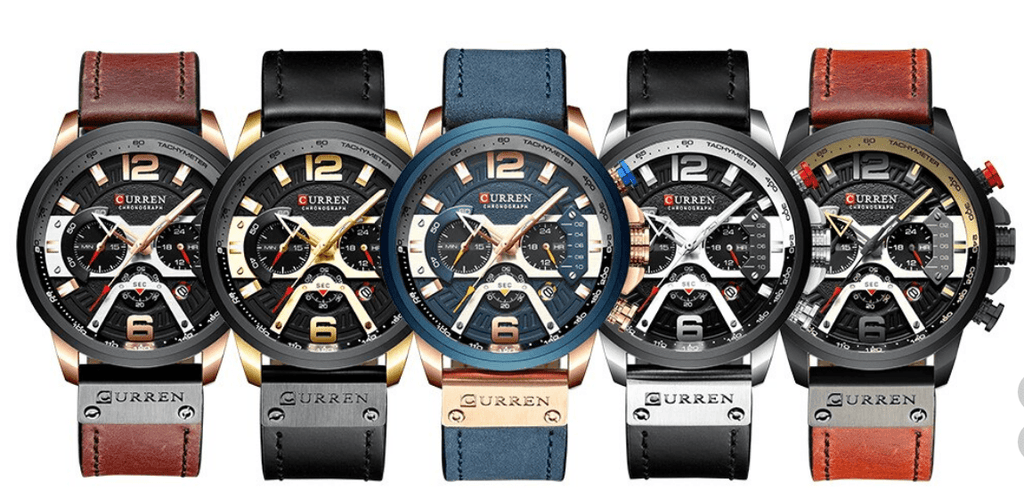 Men’s Oversized Leather Strap Quartz Watch - ST1CU3900MKT10