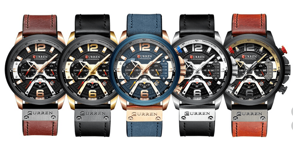 Men’s Oversized Leather Strap Quartz Watch - ST1CU3900MKT10