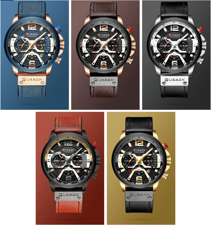 Men’s Oversized Leather Strap Quartz Watch - ST1CU3900MKT10